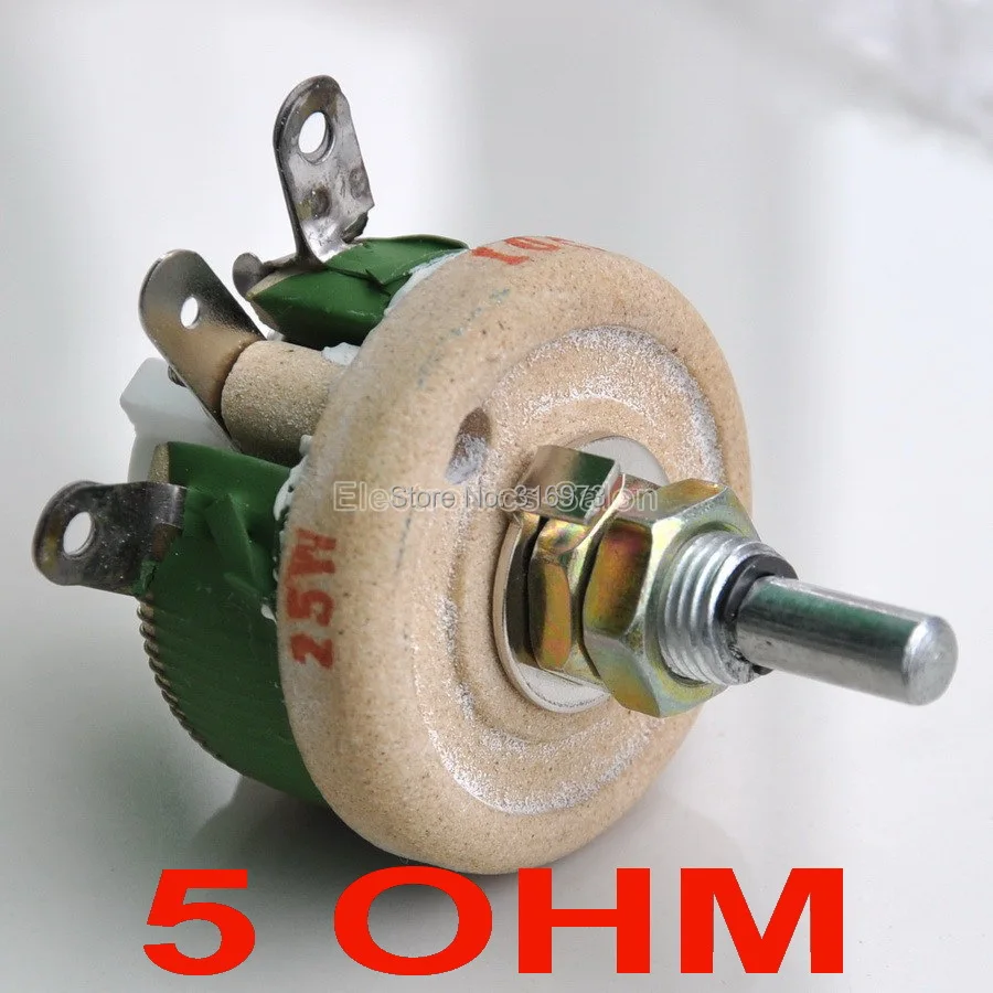 

25W 5 OHM High Power Wirewound Potentiometer, Rheostat, Variable Resistor, 25 Watts.