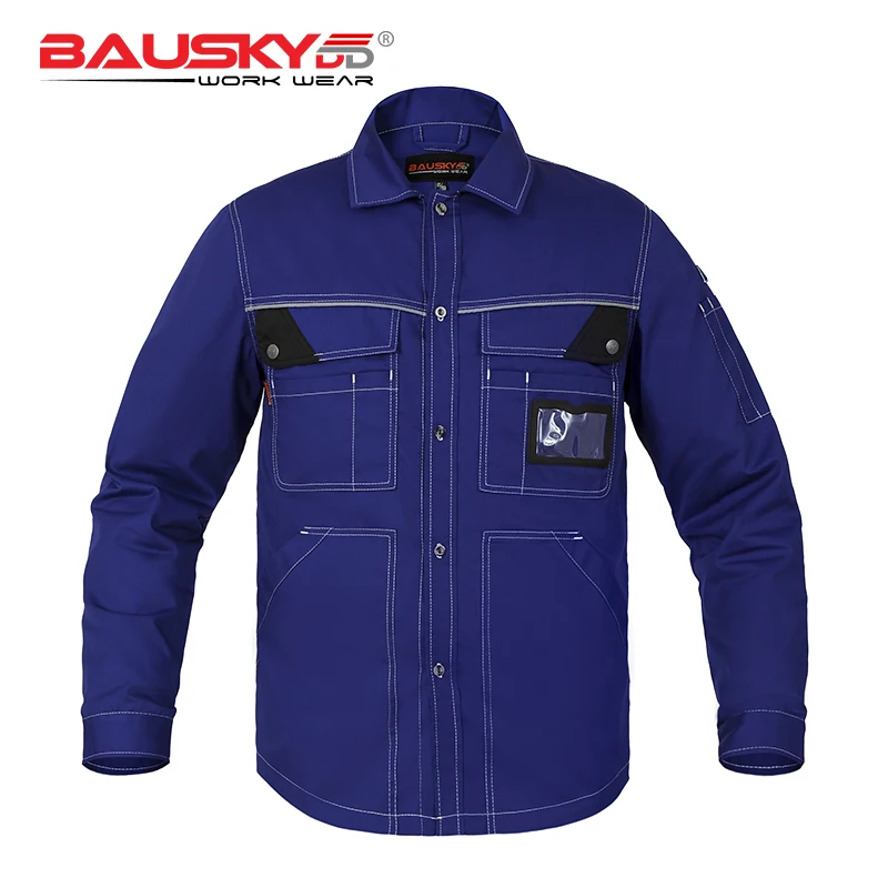 Bauskydd Мужская Рабочая одежда рабочие футболки с длинными рукавами Мульти Карманы ID карман дополнительная вышивка большого размера логотип