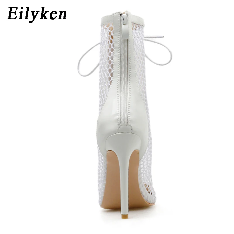 Eilyken/женские сандалии-гладиаторы высокого качества пикантные открытые туфли-лодочки на шнуровке с открытым носком женские сандалии черного цвета