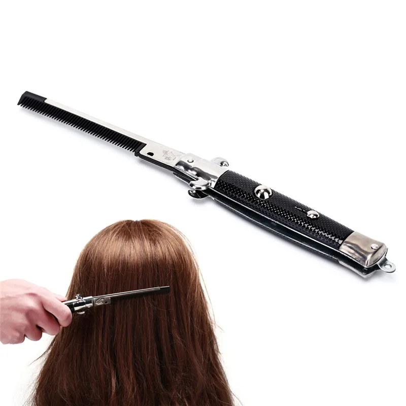 1pcs Butterfly Pocket Knife Shape Comb Brush Foldable Combs Brushes