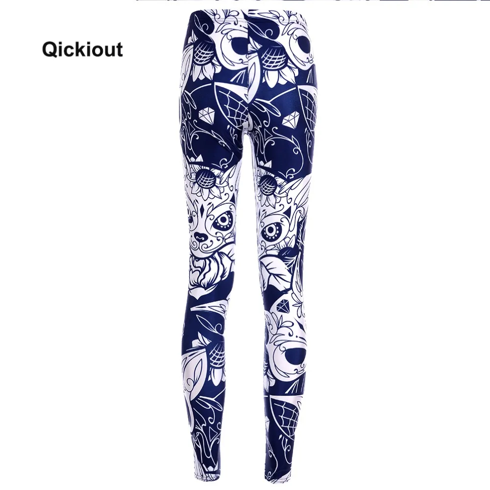 Qickitout леггинсы оптом горячая распродажа Женские Foxs леггинсы с цифровой печатью брюки стрейч синие брюки Прямая поставка