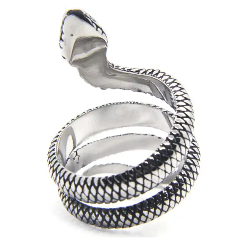 Anillo de serpiente unisex s/ólido de acero inoxidable 316L con forma de serpiente estilo punk 7 tama/ños