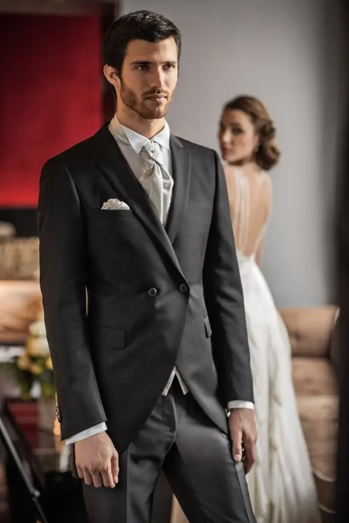 Свадебные костюмы для мужчин модный приталенный костюм Блейзер на заказ CoolBlack с отворотом(пиджак+ брюки+ жилет+ галстук+ носовые платки