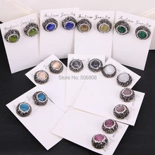 10 пар ZYZ183-9936 Модные женские ювелирные изделия Разноцветные кристаллы проложить камень кошачий глаз круглой формы серьги гвоздики для женщин подарок