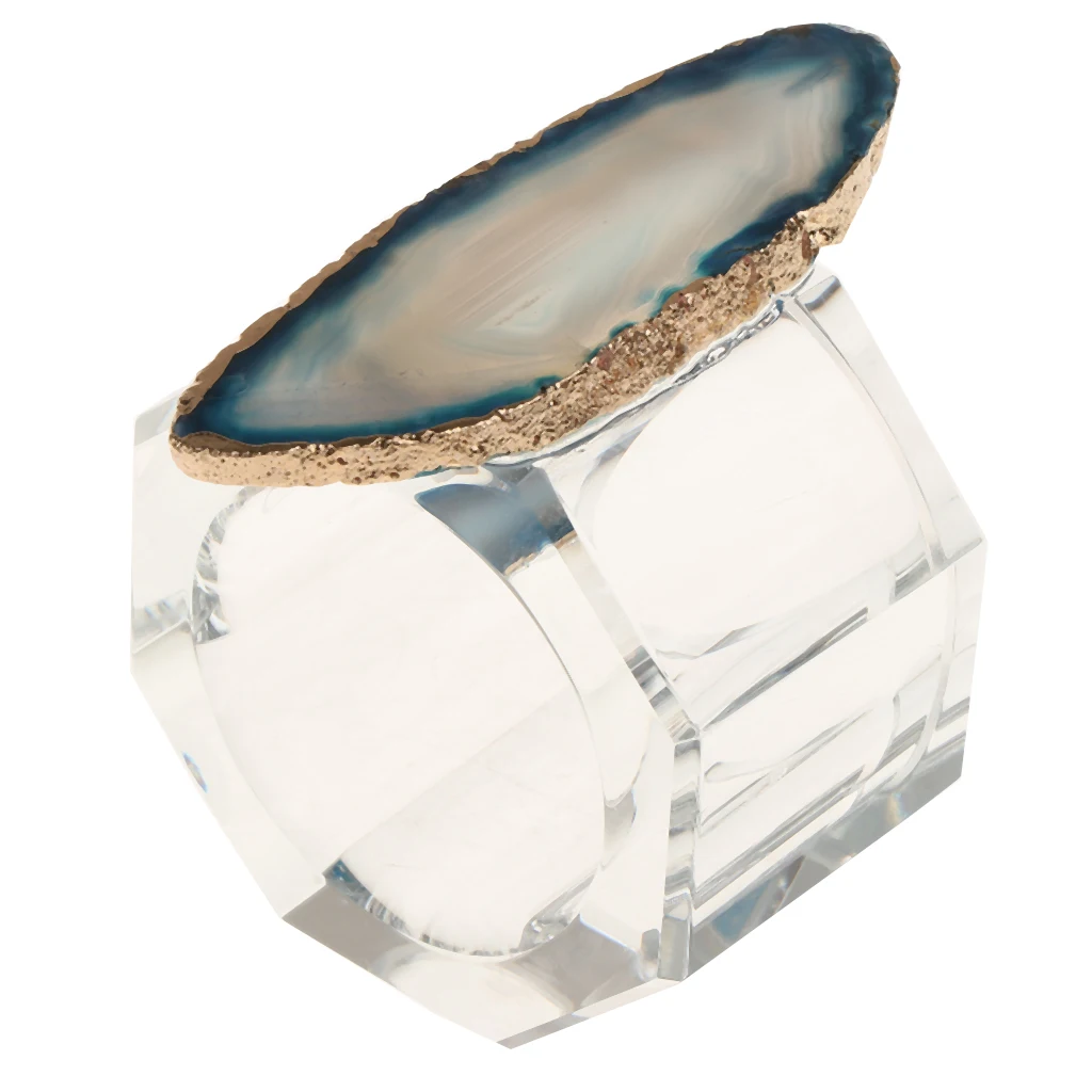 Crystal Napkin Serviette Ring Holders Table Adornment Party with Agate Decor