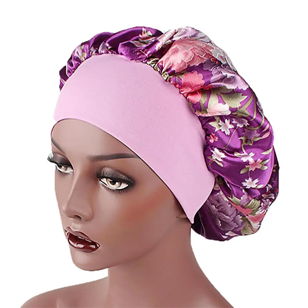 

Hats/Caps Wide-brimmed Printed Beanies For Ladies Girls Silk Satin Floral Beanie Hat Elastic Dome Chemotherapy Nightcap