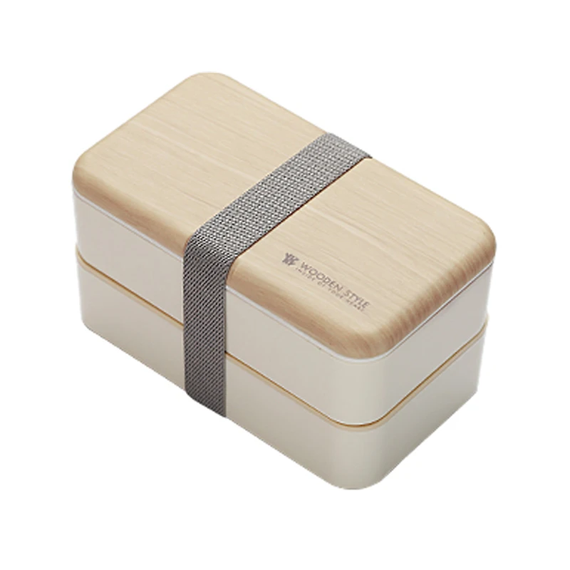 

2 Layer Large Capacity Lunch Box Microwave Bento Box with Adjustable Partition Elastic Belt Tableware Spoon Chopsticks