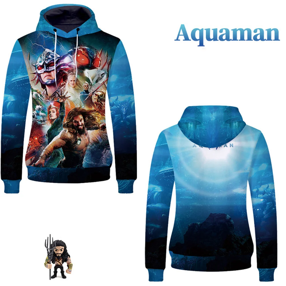  DC Comics Superhero Aquaman Pullover Hoodies 3D Print Sweatshirts Casual Hip-Hop Fashion Boys Jacke