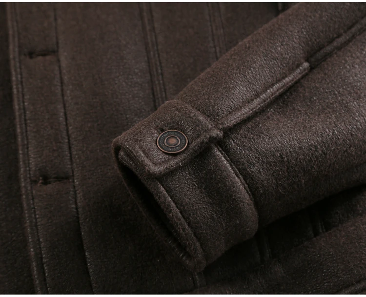 Мужская зимняя одежда новая кофейная меховая Повседневная теплая брендовая куртка с теплыми карманами Европейский стиль шерстяная тонкая
