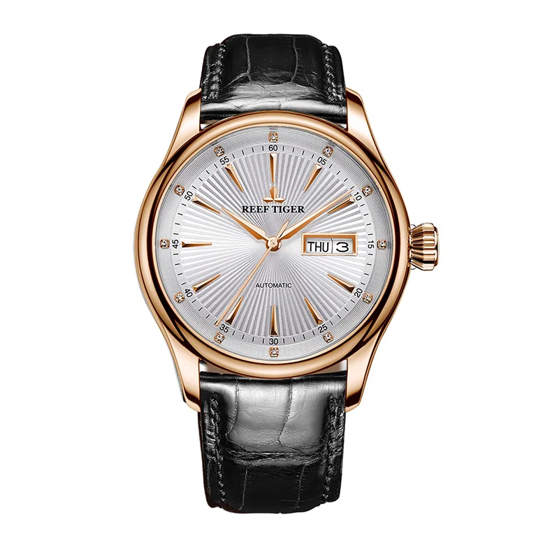 Новинка Риф Тигр/РТ классические брендовые часы с датой день розовое золото автоматические часы для мужчин RGA8232 - Цвет: RGA8232PWB