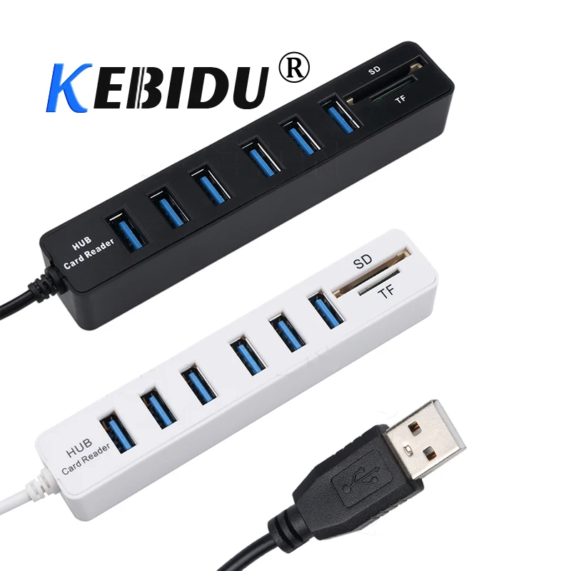 Kebidu 6 портов USB 2 0 комбо концентратор сплиттер Мульти Поддержка SD/TF кардридер 480