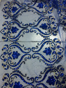 

Blue color glued glitter lace trim 10 yards/ lots stock design shining glitter lace for wedding /lady dress decoration YG-234