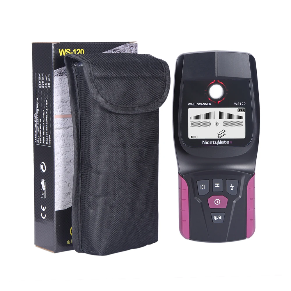 Nicetymeter WS120 многофункциональный настенный детектор металлический деревянный кабель Электрический провод Стад трубы Finder сканер светодиодный звуковой сигнал DIY тестер
