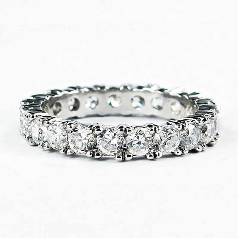

2016 Fashion Jewelry women band 1.5ct Gem 5A Zircon stone 925 Sterling silver Women Engagement Wedding Ring For women
