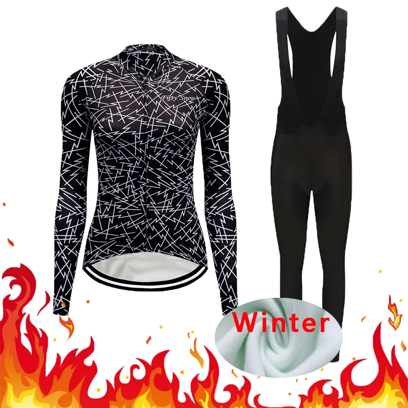 

Winter Thermal Fleece Women Cycling Jersey Gel Pad Bib Pants Sets Female Bicycle Clothing Kit Mtb Maillot Bike Clothes Suit Wear
