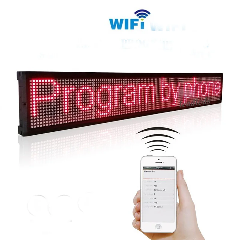 7,8x27 дюймов Крытый Wifi светодиодный знак программируемая доска для сообщений, светодиодный экран для вывески сообщений-один красный цвет