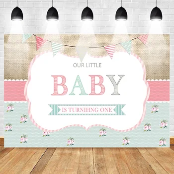

Neoback One Birthday Photography Backdrops for Children Baby Party Banner Supplies Props Photo Background Newborn Flower Bunting