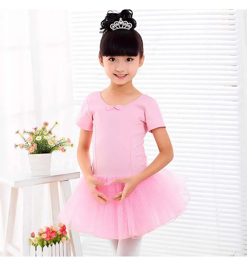 Pink short sleeve Балетное платье для детей розовый/черный; Disfraces Infantiles Princesa; костюмы для классического балета Платье-пачка танцы, балет - Цвет: Pink short sleeve