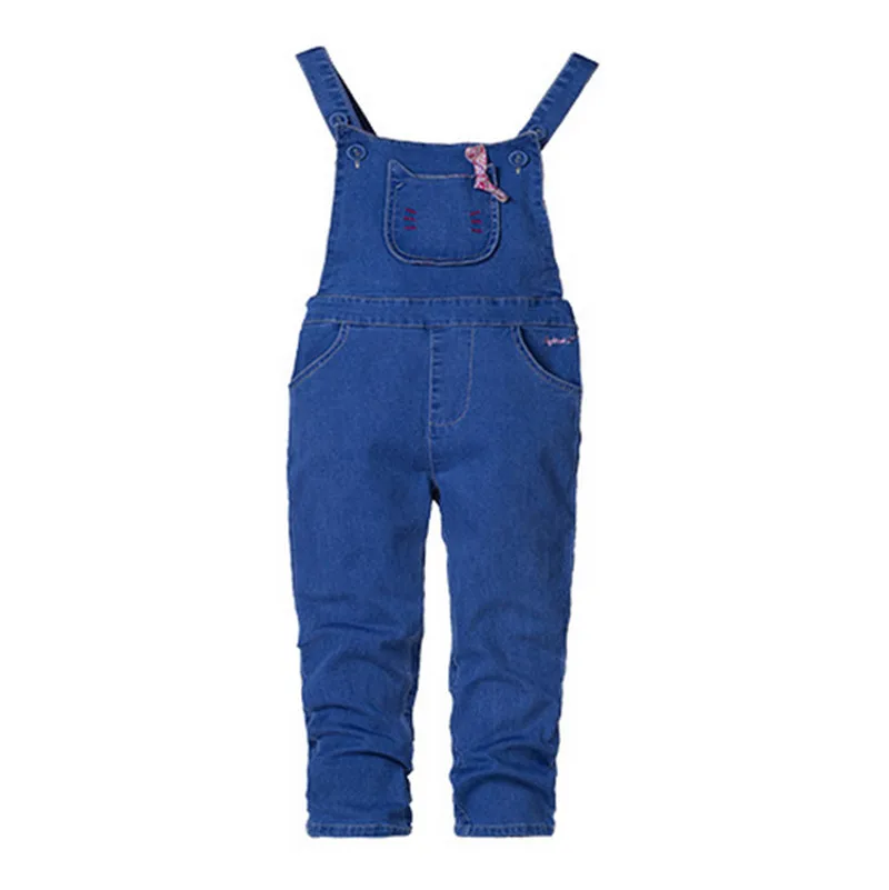 

KAJEANII Spring Autumn Children Girls Strap Jeans Pants Leisure Kids Trousers For 2-8T Color Blue