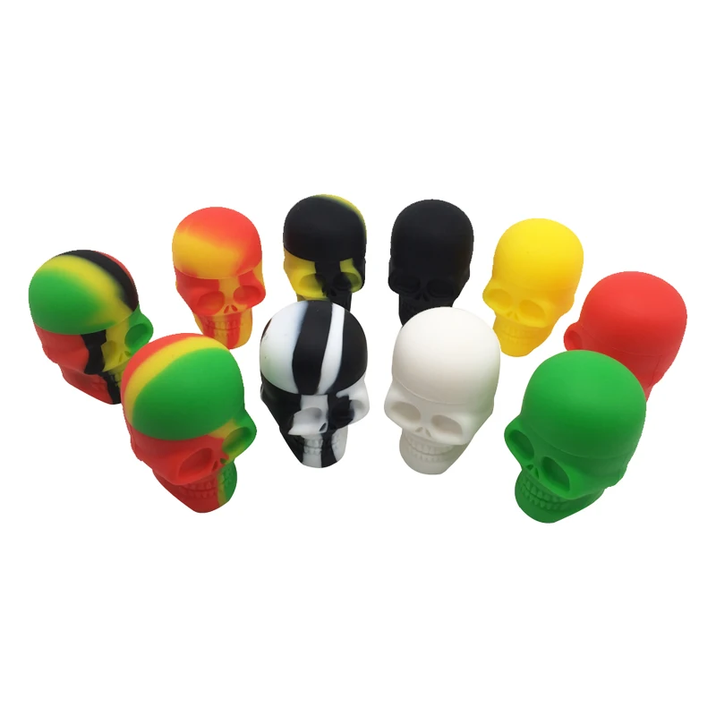 5pcs/lot Silicone Bho Dab Wax Oil Concentrate Container Jar Big Skull 15 ML Free Shipping |