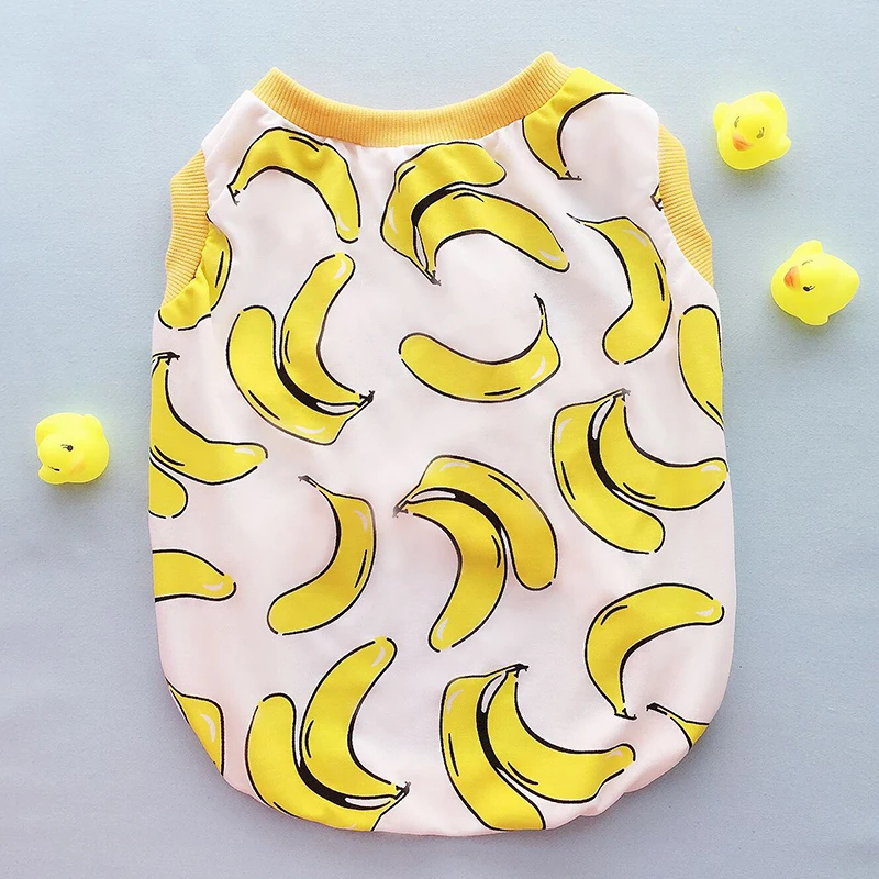 Banana print Хлопковая Мопс летняя крутая жилетка для Собаки Одежда для маленьких Одежда для собак французская бульдог дышащая футболка костюм с принтом банана - Цвет: Banana print