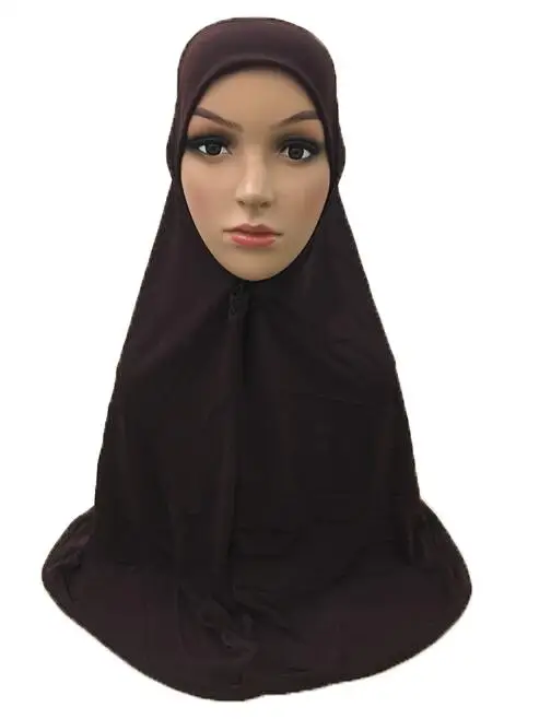 Мусульманский Хиджаб один кусок Амира платок однотонный шарф исламские женщины хиджаб обертывание Ближний Восток полное покрытие молитва Niquabs шали Khimar - Цвет: Кофе