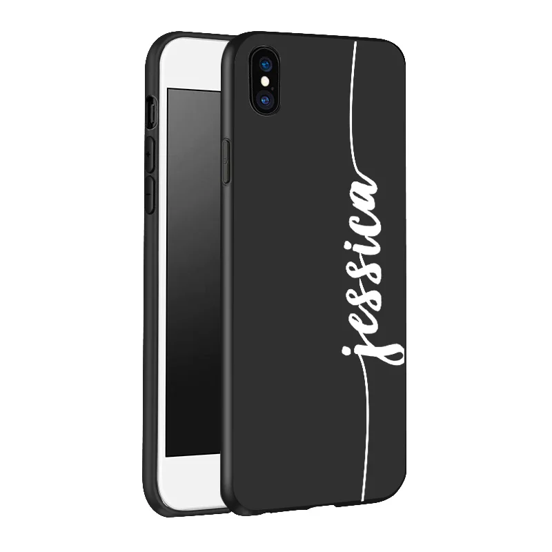 DREAMFOX персонализированный пользовательский текст с именем черный Мягкий ТПУ силиконовый чехол для телефона чехол для iPhone 11 Pro X XR XS MAX 5 6 6S 7 8 Plus - Цвет: 1