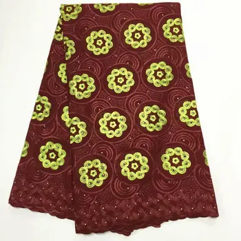 

High Quality African Lace Fabric 2018 Pure cotton Embroidered Nigerian High Quality French Bridal Yellow George Lace Fabric A408
