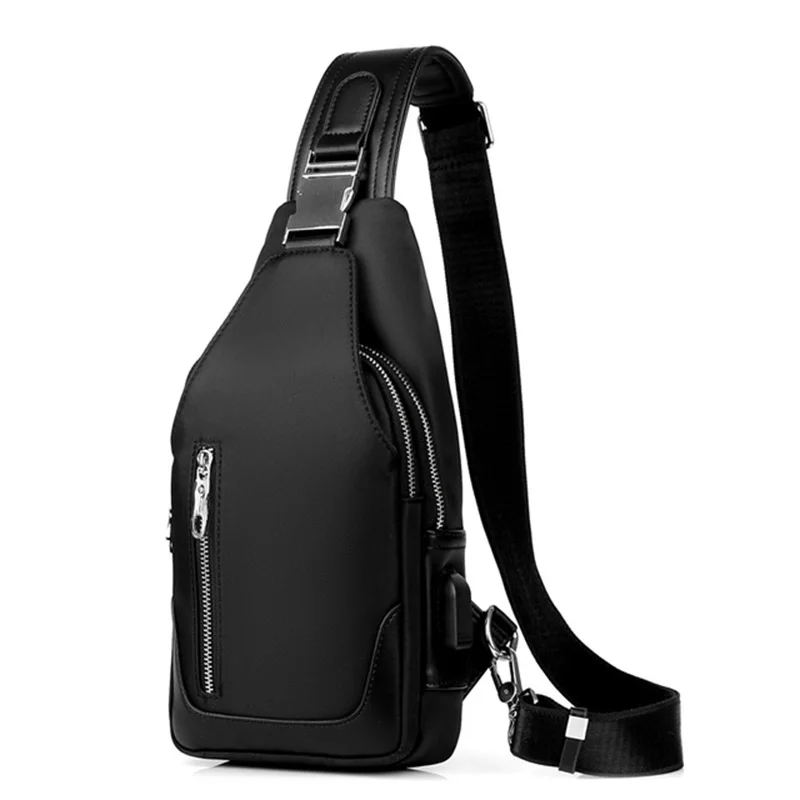 

BEAU-New Messenger Bag Men'S Chest Bag Unisex Usb Charging Anti-Theft Messenger Travel Bag Waterproof Shoulder Bag