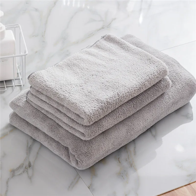 

3pcs Microfibre Bath Towel Set Adults Kids Hair Face Towel Beach Quick Dry Soft Absorbent Towels
