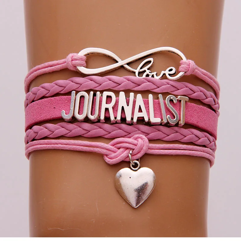 

NCRHGL Infinity love JOURNALIST bracelet bangles Jewelry heart charm braided pu leather bracelets for women men Drop Shipping