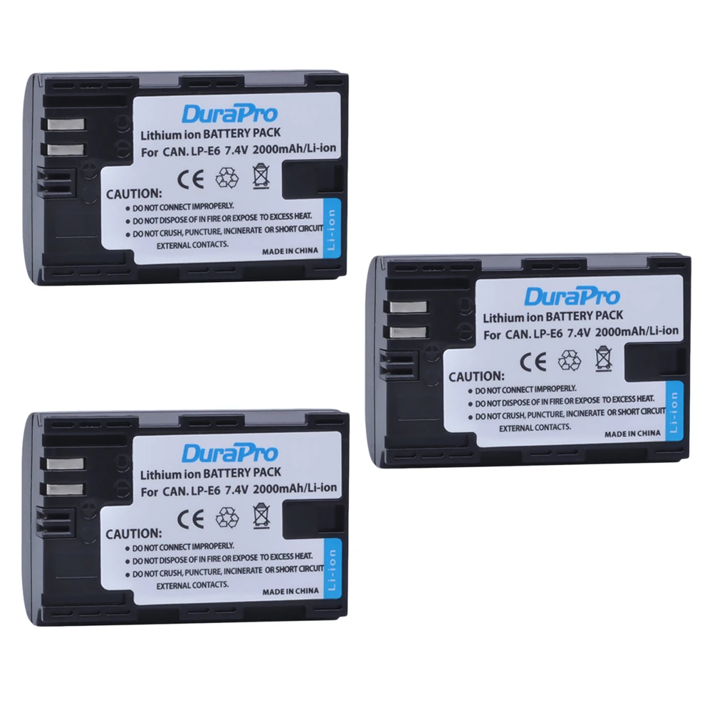 

DuraPro LP E6 LPE6 Bateria LP-E6 E6N LP-E6N батарея для Canon EOS 5DS R 5D Mark II 5D Mark III 6D 7D 70D 80D камера