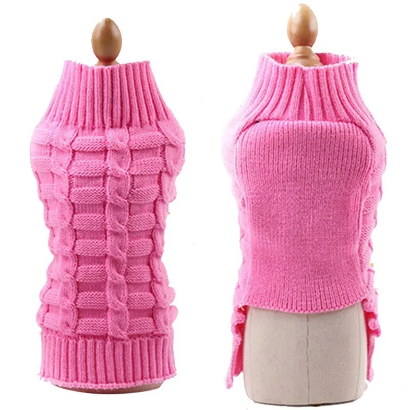 Зимний собачий свитер одежда для щенков чихуахуа, собак, шерсть домашних животных Теплый шерстяной свитер вязаная одежда Костюмы для маленьких собак Ubranka Dla Psa 20 - Цвет: Pink