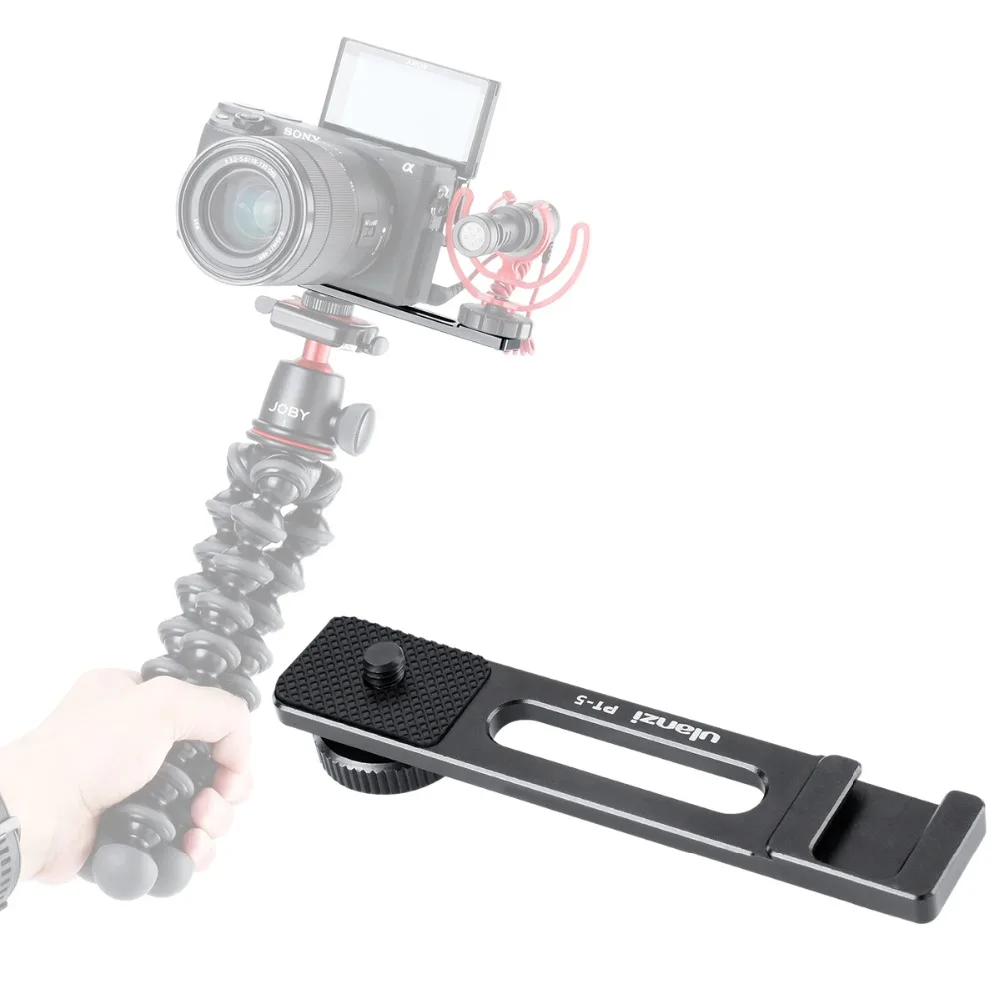 

Ulanzi PT-5 Vlogging Microphone Mount Stand Extension Bar Plate with Cold Shoe1/4''-20 Tripod Hole for Sony A6400 Video Vloggers
