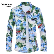 Новинка, большие размеры 5XL 6XL 7XL, осенняя рубашка с длинными рукавами и принтом большого размера, мужская повседневная гавайская рубашка с цветочным принтом, брендовая одежда