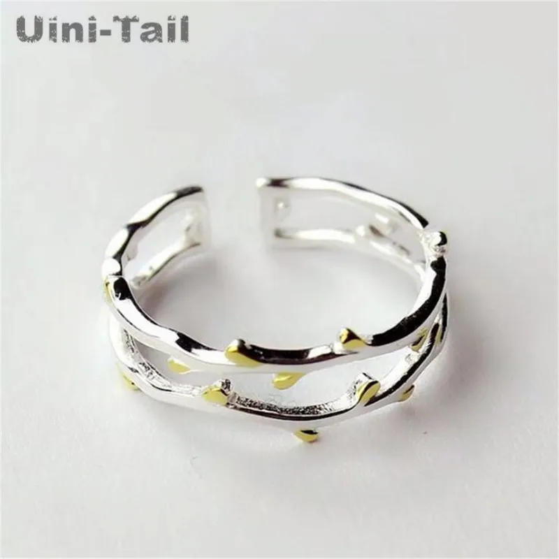 

Uini-Tail 2019 new 925 sterling silver simple creative double-decker branches open ring fashion personality trend jewelry ED361