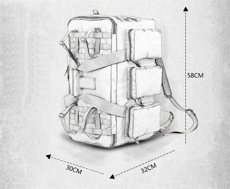 55Л Большой Вместительный рюкзак, многофункциональная спортивная Военная Тактическая Сумка 600D, Плотная нейлоновая Водонепроницаемая износостойкая сумка