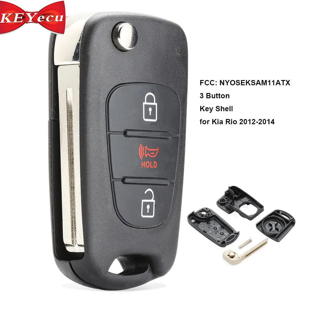 

KEYECU 10pcs for Kia Rio 2012 2013 2014 Replacement Flip Remote Car Key Shell Case Fob Housing Cover FCC: NYOSEKSAM11ATX