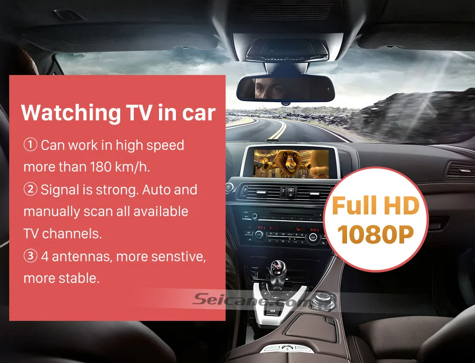 Seicane HDMI 1080 P для DVD плеера автомобиля DVB-T2 4 тюнер цифровой ТВ Телевизор 1080 P 4,8 W Максимальная потребляемая мощность