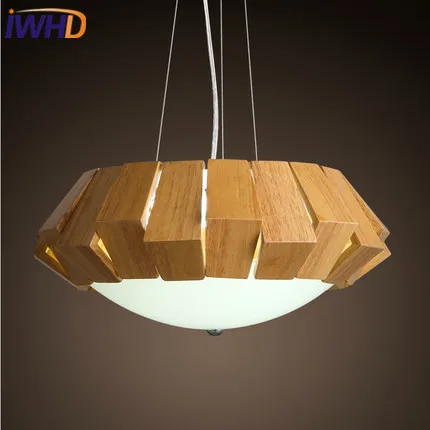 Iwhd madera lampara LED luces colgantes moderna moda calabaza moderna lámpara colgante moda Estilo nórdico dormitorio cocina iluminacion