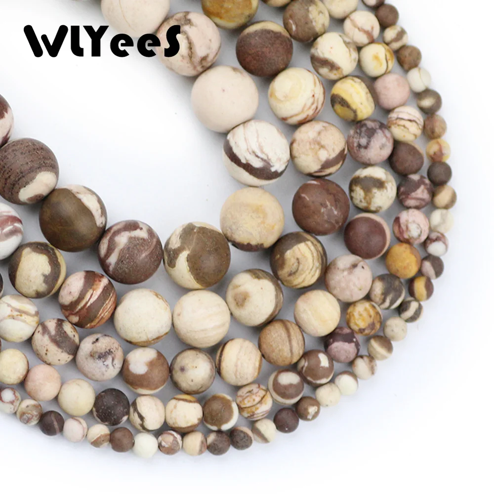 

WLYeeS Natural Stone Matte Zebra Stone 4/6/8/10/12MM Round ball Loose beads supply women Jewelry bracelet Accessories making DIY