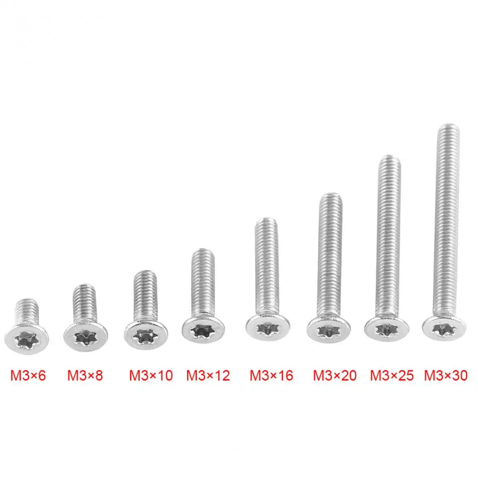 50 шт. M3* 6/8/10/12/16/20/25/30 мм 304 Нержавеющая сталь потайной шести лепестков винты с шестигранной головкой с плоской головкой звезда привод болты