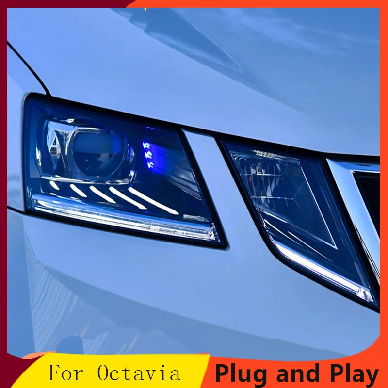KOWELL автомобильный Стайлинг Головной фонарь для Skoda Octavia фары светодиодный DRL Биксеноновые линзы автомобильные аксессуары