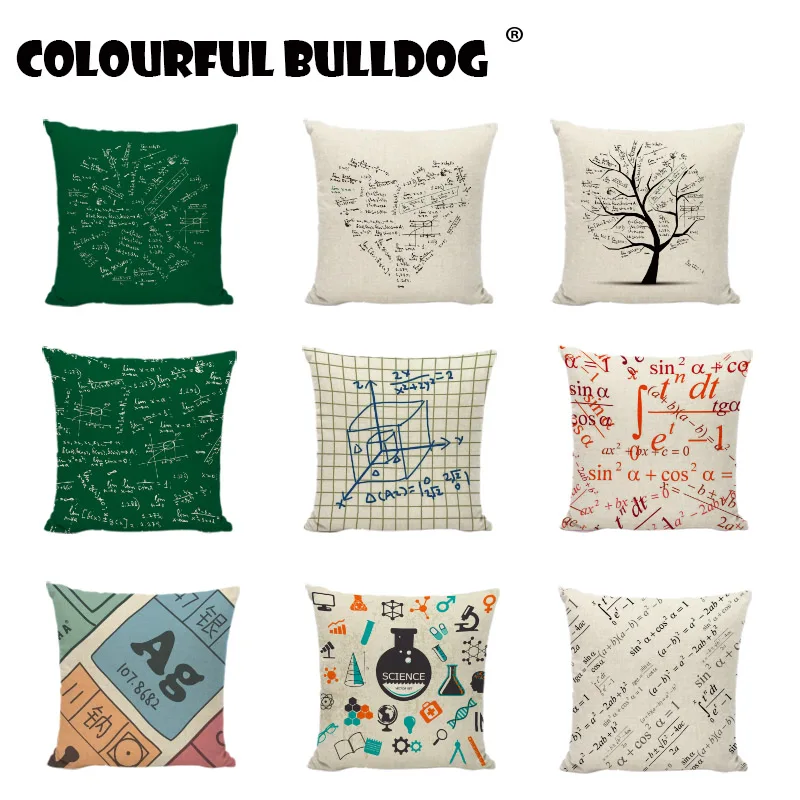 

Gifts New Chemistry Cushion Covers Classic Science Pillowcases Dorm Cotton Linen Home Decorative Mathematical Formula Kussenhoes