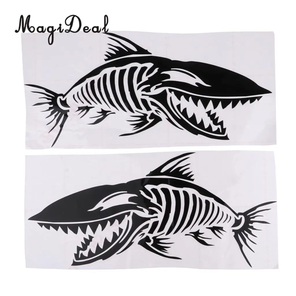 2Pcs Durable Large Skeleton Fish Bone Stickers Decals for Kayak Canoe Fishing Boat Dinghy Car Truck Window Graphics Accessories