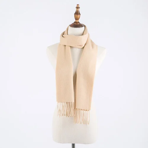 [BQACCES] однотонные кашемировые шарфы с кисточками, женский зимний толстый теплый шарф, шаль, роскошный высококачественный шарф, 180 см* 36 см - Цвет: apricot