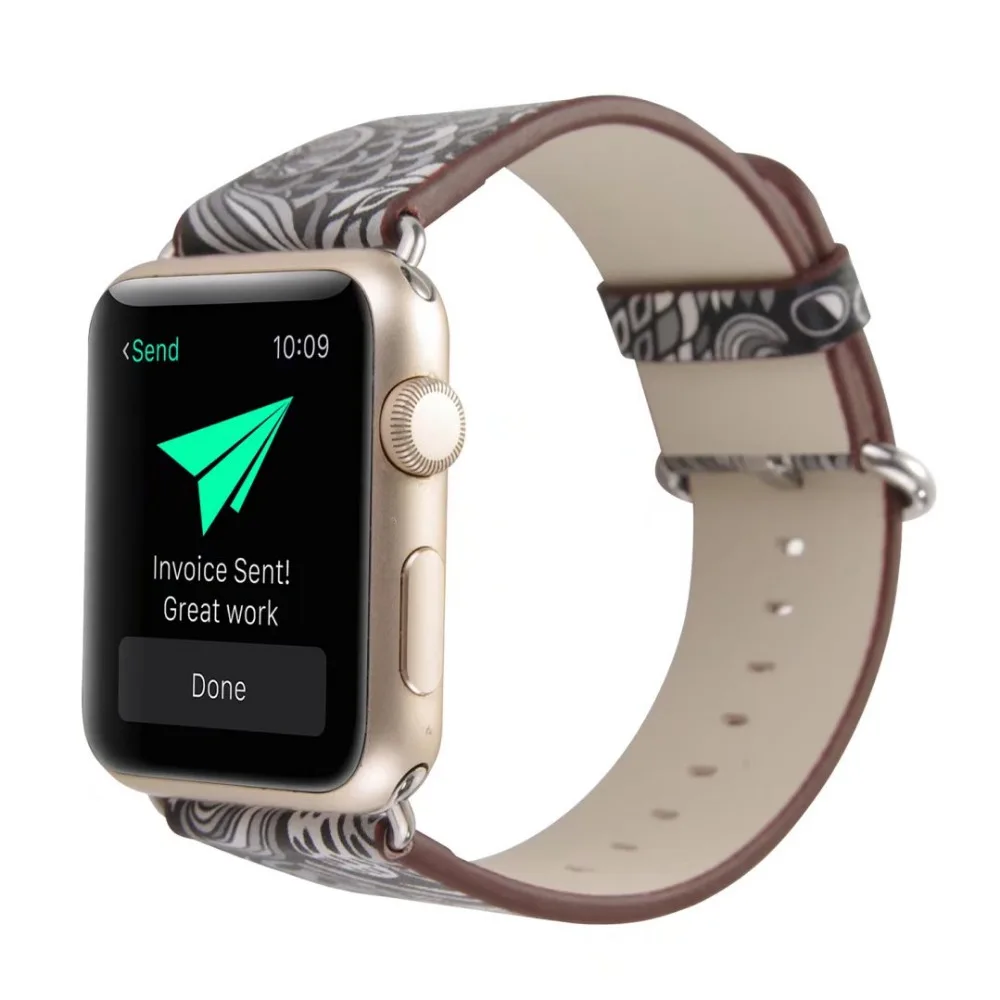 Кожаный ремешок в национальном стиле с цветочным принтом для часов Apple Watch 38 мм 42 мм браслет для наручных часов iwatch series 4 3 2 1
