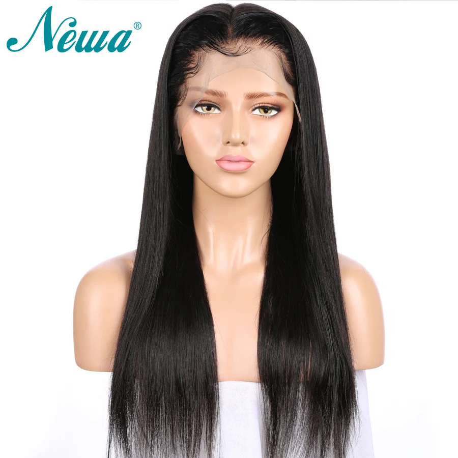 Newa Hair 360 волосы на шнурках спереди al парик предварительно сорвал с волосами младенца бразильские волосы Remy прямые человеческие волосы на кружеве парики для черных женщин
