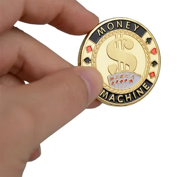 

Hot Quality Poker Card Guard Protector Metal Token Coin with Plastic Cover Texas Poker Chip Set Casino MONEY MACHINE