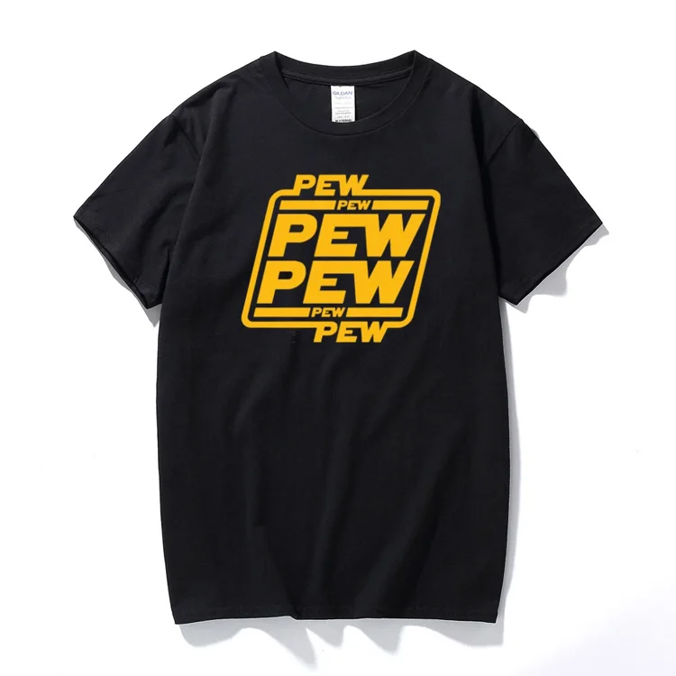 Мужские футболки Звездные войны забавные буквы дизайн &quotPEW&quot Золотой ПУ